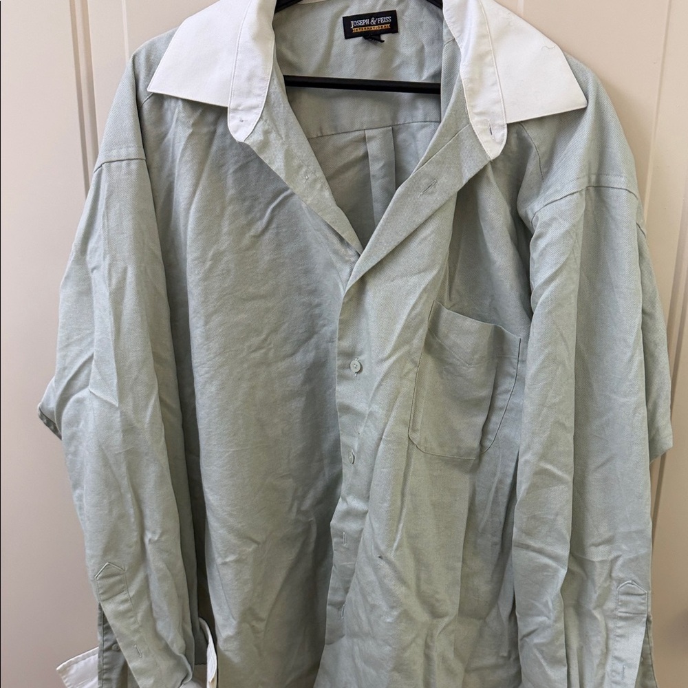 Jos. A. Bank Light Mint Green Shirt Jacket with White Collar